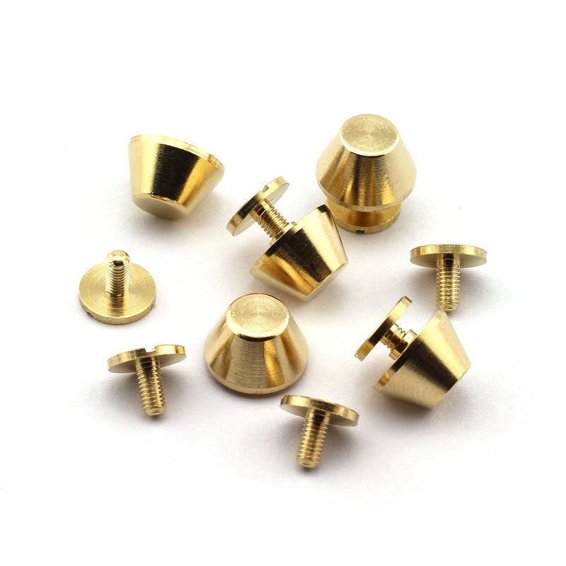 LQ Industrial 25-Pack 1/2" Purse Handbag Feet Nailhead Flat Stud Solid Brass Screw-Back Spike Metal Cone Studs Rivet Leather Craft DIY - Image 1